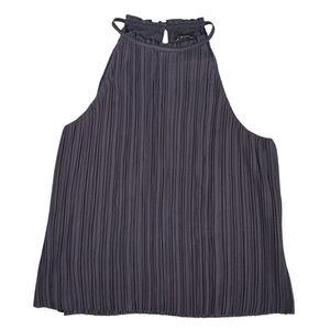 Ann Taylor Women's Navy Pleated Halter Top Blouse Size L Sleeveless New W/ Tags